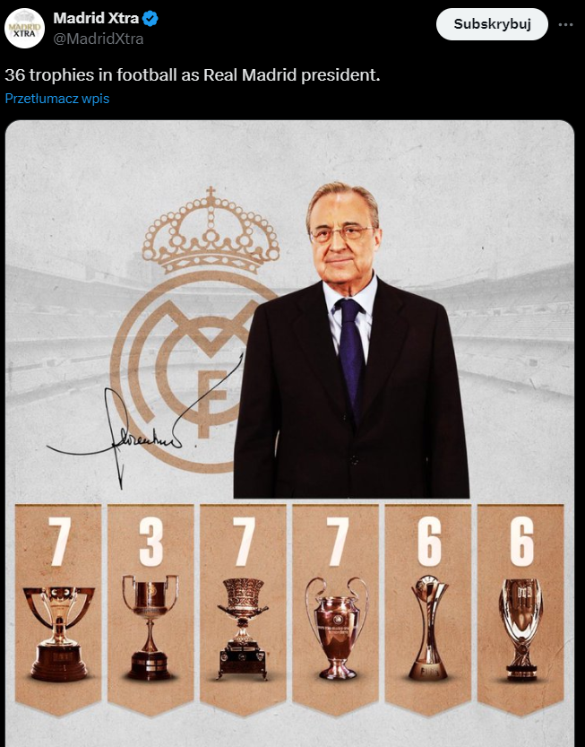 TROFEA Florentino Pereza za kadencji szefa Realu Madryt! WOW